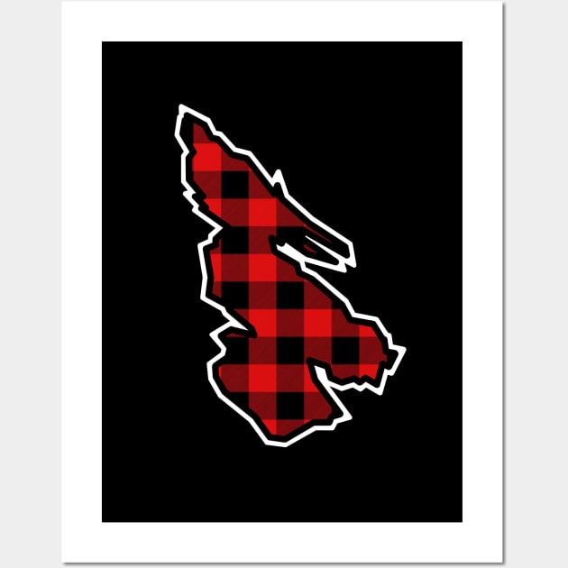 Salt Spring Island Silhouette in Black and Red Plaid - Simple Pattern - Salt Spring Island Wall Art by Bleeding Red Paint